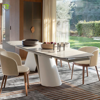 Con el fabricante profesional que agrega un toque de moda a los hogares modernos, mesa de comedor con patas de metal superior de losa de piedra minimalista