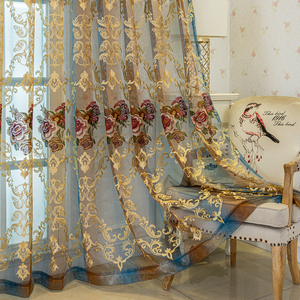 Cortinas Transparentes Bordadas con Flores de Estilo Retro Europeo, Elegantes Cortinas de Gasa para Decoración de Ventanas del Hogar - Product Image 2