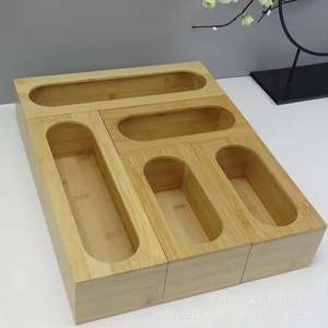 Bamboo Food <b>Storage</b> <b>Drawer</b> Organizer Rectangular 7.5 In Eco-Friendly Kitchen Container For Food Bag <b>Plastic</b> Wrap <b>Storage</b> - Product Image 5