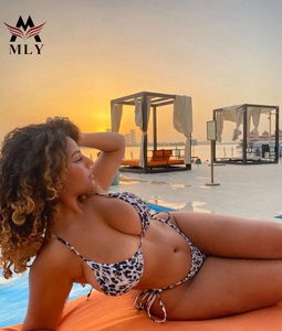 <span class=keywords><strong>Maillot</strong></span> <span class=keywords><strong>de</strong></span> <span class=keywords><strong>bain</strong></span> deux <span class=keywords><strong>pièces</strong></span> sexy en tissu froissé imprimé, bikini triangle multi-nœuds - Product Image 6