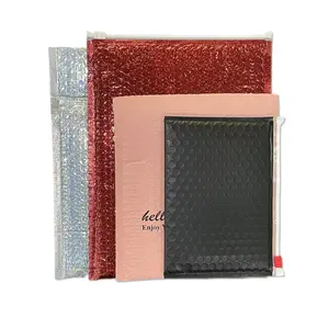 Personalizado Acolchoado Ziplock Bolha Envelopes Preto Poli Bubble Mailer Mailing Courier Sacos Rosa Logotipo Impresso Envio Saco Postal