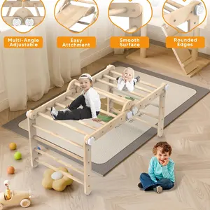 木製トライアングルクライマーキッズクライミングランプ折りたたみ式スライドクライミングおもちゃ幼児用クライミングフレームラダー