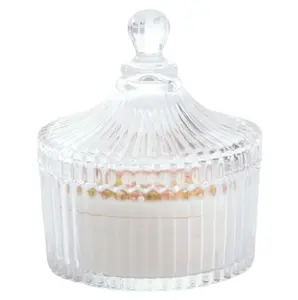 Bougie en verre parfumé Bougie en cristal à relief romain personnalisé Long Burn Aroma Wedding Decor Jar Rhinestone Glass