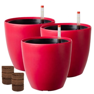 Pack of 3 White Decorative Plastic Pot Planter Self Watering <strong>Plant</strong> Pot With Water Level Indicator - Product Image 5