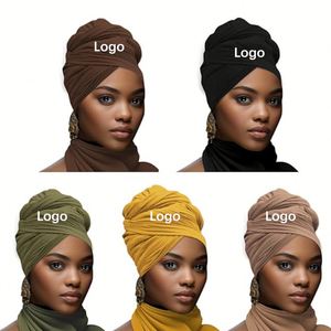 Custom Stretch African <b>Wraps</b> for Five-Color Set Women - Long Jersey Turban Headwraps Logo <b>Head</b> Scarf, Headbands - Product Image 1