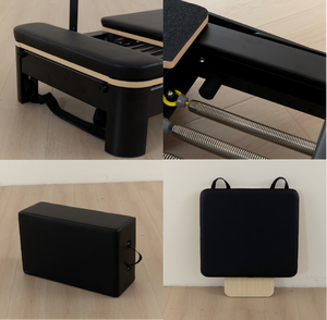 Pilates Reformer Plegable Máquina <span class=keywords><strong>Multifuncional</strong></span> <span class=keywords><strong>de</strong></span> Aluminio Negro para Yoga y Pilates con Garantía <span class=keywords><strong>de</strong></span> 5 Años - Product Image 3