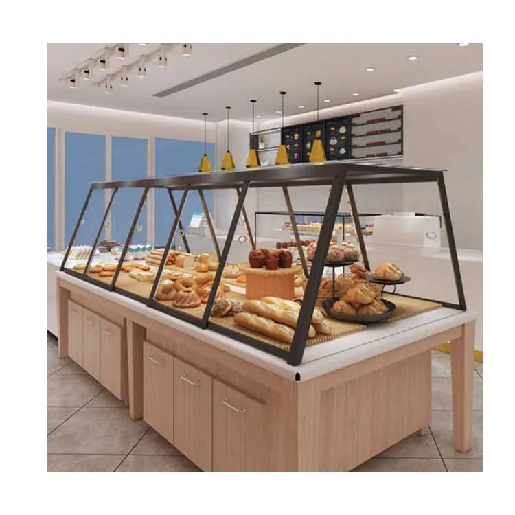Kainice-Soporte de panadería personalizado, estante de exhibición de pan con marco de madera