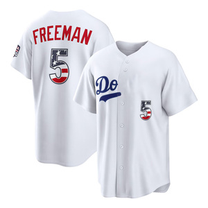 Jersey Baseball Jahitan ke-250 Pria Shohei Ohtani 17 Freeman 5 Yamamoto 18 Seragam Baseball Bendera Amerika Bintang Garis Grosir - Product Image 4