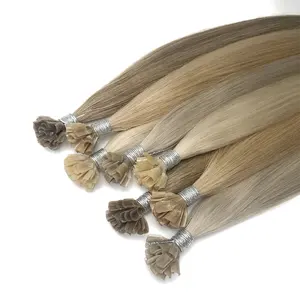 Extensiones de cabello humano con doble punta en U para salón de belleza, cabello prepegado con doble punta en U/punta plana/punta I, precio al por mayor, queratina italiana Utip