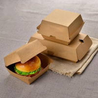Caja para Hamburguesas de Cartón Corrugado Kraft de Grado Alimenticio, Personalizada, de Alta Gama, Impermeable, para Pollo Frito y Papas Fritas