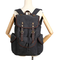 Sac à dos pour ordinateur portable en toile rétro personnalisé, fabriqué en usine, avec doublure en coton, adapté aux étudiants et aux sacs à dos de grande taille