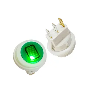 Diamètre d'ouverture du panneau de taille mini 20mm 16A CUL VDE KC certifié bouton de base blanc à 3 broches LED verte interrupteur étanche et anti-poussière