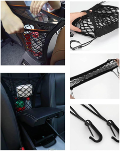Organisateur universel de siège avant de voiture avec poches filet, sac de rangement suspendu extensible, support de sac à main, barrière pour siège arrière, pour chiens et enfants, en polyester - Product Image 3