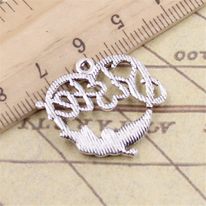 24x24mm hecho a mano corazón hermana flor encantos Vintage tibetano Color plata colgantes DIY apto para pulsera collar aleación principal - Product Image 3