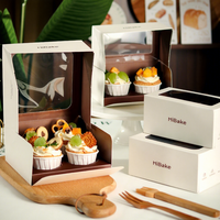 Boîte d'emballage pour cupcakes de style moderne personnalisée, boîte à croissants carrée 2 ou 4 pièces, boîtes à pâtisserie pour tartes aux œufs, contenants pour gâteaux et desserts