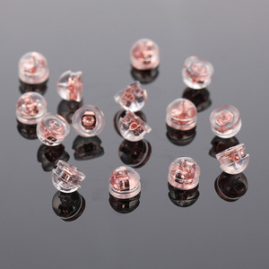 Accesorios para pendientes, puntas de silicona transparentes, chapadas en oro de 18 quilates, redondas, para la fabricación de pendientes - Product Image 3