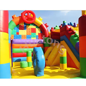 Château gonflable en PVC coloré personnalisé, château gonflable avec toboggan, combinaison de blocs de construction, château gonflable pour enfants - Product Image 2