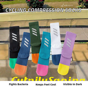 Crew Athletic <b>Socks</b> With Striped Logo Color Block Design Breathable Knitted For Running Adults Summer Wear - Product Image 2