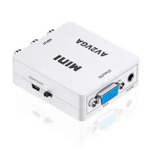 Grosir AV Ke VGA Adapter Mini VRCA Scaler CVBS AV Ke VGA Adapter 1080P @ 60Hz AV2VGA Video Converter dengan Audio L/R Out