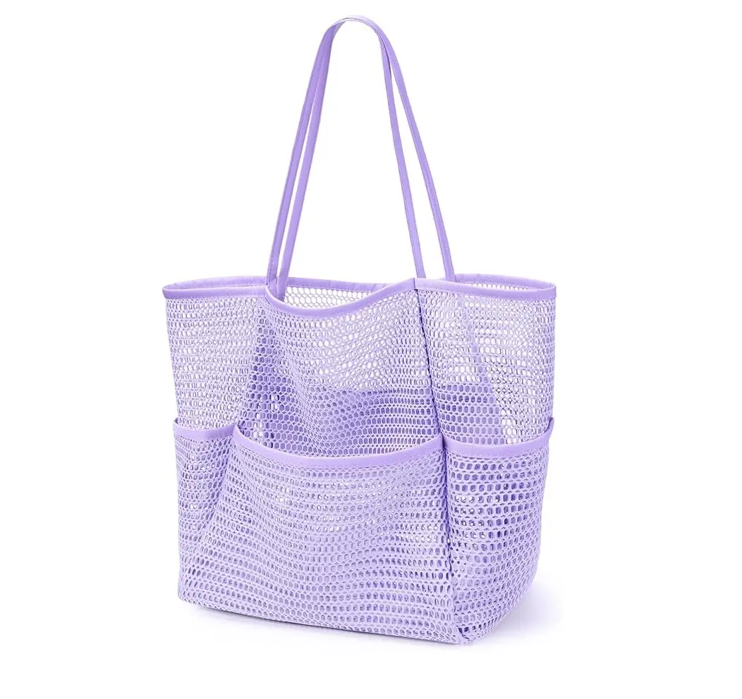 Sac en maille de plage avec mini poche sacs fourre-tout en maille de plage pour femmes grands sacs de voyage de piscine en maille