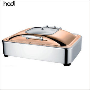 Calentador de <span class=keywords><strong>buffet</strong></span> para restaurante de Hotel, plato de frotamiento de acero inoxidable, tapa de vidrio de inducción, eléctrico hidráulico para catering, uso de bistró - Product Image 5