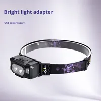 Capteur de mouvement 500LM Mini lampe frontale LED rouge + jaune phare rechargeable USB 6 Modes lampe de poche de camping lampe frontale lampe torche