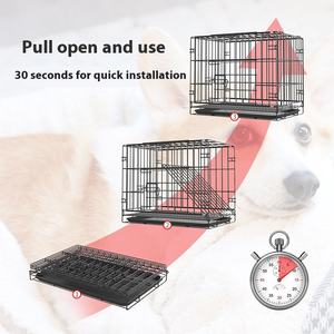 Yüksek kalite güçlü katlanabilir tel köpek kafesi çift kapı Metal köpek sandık - Product Image 5