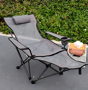 Barato plegable Oficina Relax Sleeping Lounge reclinable al aire libre Metal Camping <span class=keywords><strong>playa</strong></span> silla reclinable con portavasos - Product Image 5