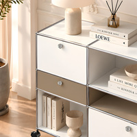 Lemari Samping Ruang Tamu Modular Stainless Steel Serbaguna dengan Rak Penyimpanan Furnitur Modular Logam