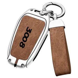 Étui de clé de voiture en alliage de zinc adapté aux modèles Peugeot 2008, 3008, 4008, 5008 – Porte-clés de voiture haut de gamme en métal – Accessoires intérieurs - Product Image 1