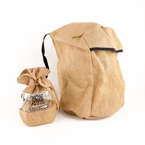 Mochila De yute reutilizable de Color Natural, bolsa de arpillera de yute, informal, de una sola Correa con fondo redondo - Product Image 6