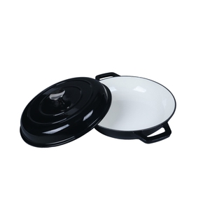 Casserole en <span class=keywords><strong>fonte</strong></span> émaillée de qualité <span class=keywords><strong>professionnelle</strong></span>, style français, peu profonde, avec couvercle - Product Image 3