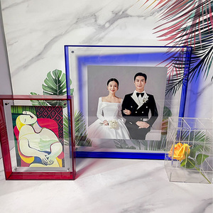 Wholesale Custom Multiple Size Double Sided Acrylic Plastic Magnetic Floating Stackable <b>Large</b> Rectangle Embossing <b>Photo</b> <b>Frame</b> - Product Image 4