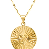 Collier pendentif soleil doré avec breloque disque rond et chaîne à maillons pour femme, idéal comme cadeau