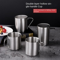 Tasse à bière d'eau en acier inoxydable 304 avec poignée tasse à thé à café à double paroi tasse de voyage en métal gobelet isolé
