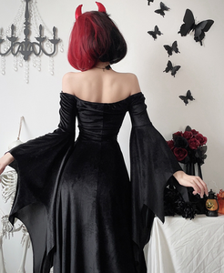 Disfraces de Halloween de estilo moderno europeo-americano: Vestido largo de bruja, Vestidos negros de vampiro y Dios de la Muerte - Product Image 3