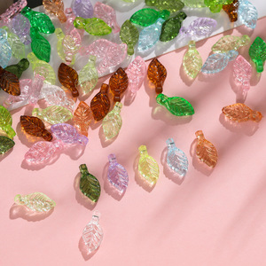 <b>Acrylic</b> Colorful Diamond Leaf Beads For DIY Jewelry Making Earrings Bracelets Pendants 50Pcs Assorted Colors Small Size - Product Image 4