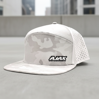 Casquette de baseball personnalisée de luxe 7 panneau plat Bill PVC Patch Snow Camo Snapback Cap Casquette de baseball perforée imperméable découpée au laser avec logo