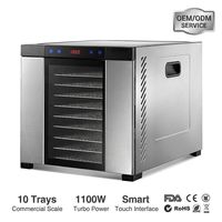 Déshydrateur alimentaire commercial à grande capacité avec 10 plateaux, puissance de qualité industrielle et minuterie numérique