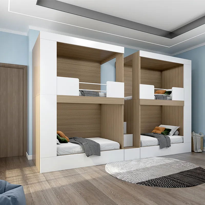 Современная мебель для спальни дети взрослые хранение деревянная двухъярусная кровать с шкафом