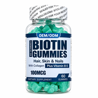 Gummies de biotine en vrac 100mcg, formule OEM à étiquette personnalisée, complément alimentaire pour adultes et adolescents, beauté et immunité