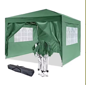 Gazebo para Acampar en el Jardín, Carpa Impermeable Plegable con 4 Paredes Laterales, Bolsa <span class=keywords><strong>de</strong></span> Transporte, Tela <span class=keywords><strong>de</strong></span> Poliéster <span class=keywords><strong>de</strong></span> 140g, Estructura <span class=keywords><strong>de</strong></span> Acero, Verde - Product Image 1