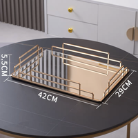 Plateau de rangement en alliage métallique de forme carrée, miroir, pour bijoux, maquillage, cosmétiques, plateau de table, plateau de rangement pour tasses à thé, pour la décoration de la maison