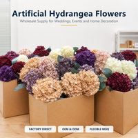 Susunan Bunga Hydrangea Sutra Imitasi Warna Blush Ivory untuk Dekorasi Lorong Pernikahan dan Latar Belakang Acara
