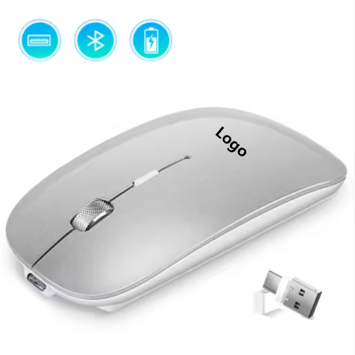 Small Qty Fast Customization Metal Dual Mode Type-C USB a Receiver Ergonomic Wireless Mouse Rechargeable Silent PC Mice