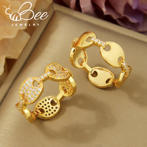 Anillo Minimalista Chapado en Oro de 21k con Zirconia, Estilo Brasileño, para Mujer, Venta al Por Mayor, Anillos de Cóctel Hip Hop para Bodas y Fiestas - Product Image 2