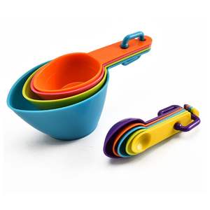 Lixsun Juego de 9 <span class=keywords><strong>Tazas</strong></span> y Cucharas <span class=keywords><strong>Medidoras</strong></span> de Plástico de Grado Alimenticio para Cocina, con Diferentes Colores - Product Image 1