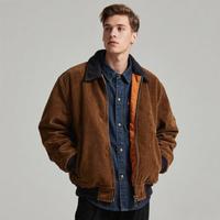 Veste en velours côtelé réversible bicolore coupe-vent avec fermeture éclair, style vintage denim, streetwear urbain décontracté pour homme, automne