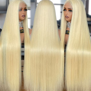 Perruque droite de cheveux humains vierges européens de luxe timide avec cuticule sans colle sur le devant en dentelle alignée 250% densité 36 pouces de long prêt à porter - Product Image 1