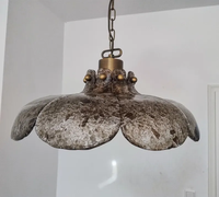 Lustre moderne du milieu du siècle en verre avec fleurs, lampe suspendue avec lumière LED blanc chaud à intensité variable